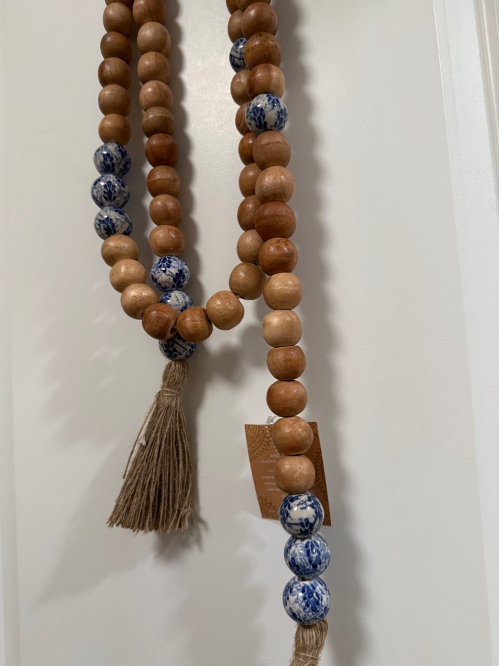 Wood Beaded Garland Tassel Home Decor Accent - Picture 3 of 6